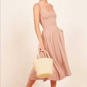 The Reformation Nude/Beige Midi Dress Medium